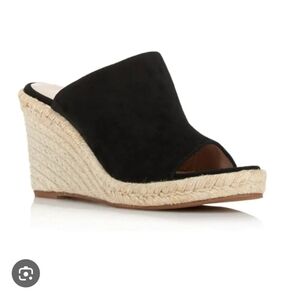Stuart Weitzman Marabella Sude Black Espadrille Wedge Sandals Size 7